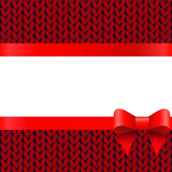 Κόκκινο Τόξο Κόκκινο Φόντο Πλεκτό Σχεδίαση Χριστουγεννιάτικων Καρτών — Διανυσματικό Αρχείο