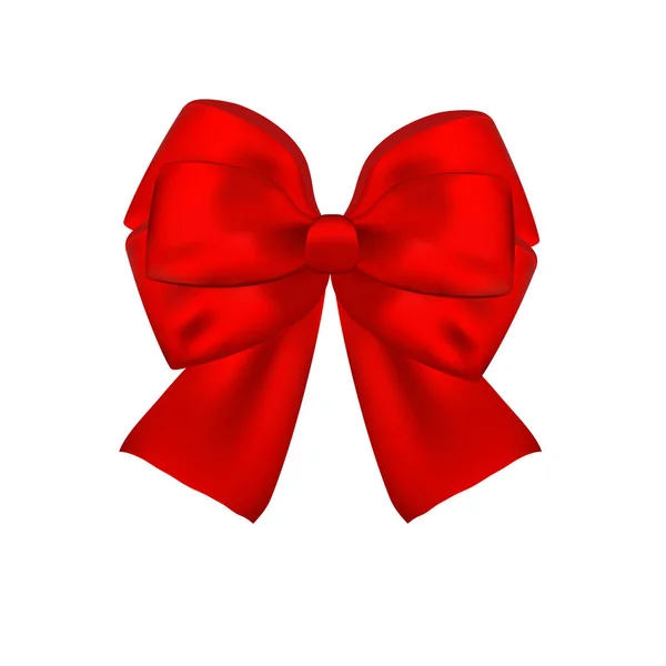 白い背景上に分離されて現実的な赤い弓 — ストックベクタ