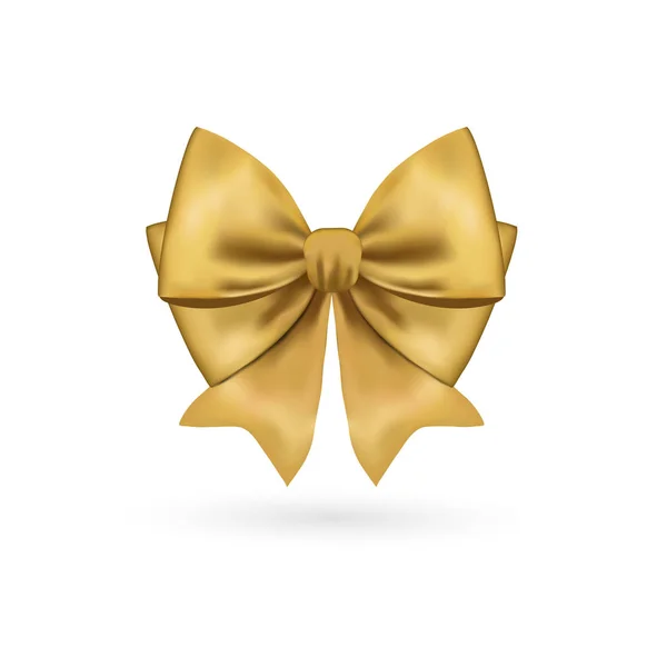 Schöne Goldene Schleife Für Geschenkdekor Urlaubsdekoration Vektor Gelb Bogen Isoliert — Stockvektor
