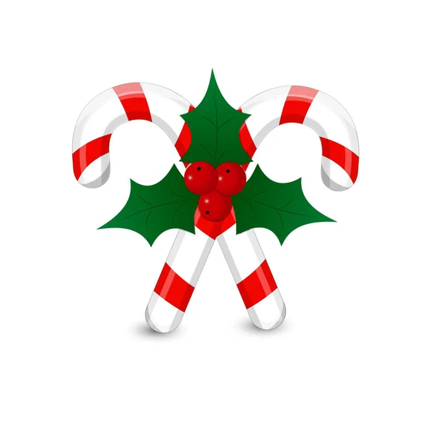 Caramelle natalizie decorate con agrifoglio . — Vettoriale Stock