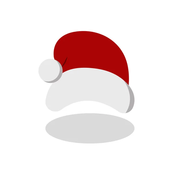 Babbo Natale cartone animato rosso cappello silhouette in stile piatto isolato su sfondo bianco . — Vettoriale Stock