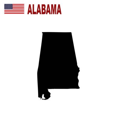 Beyaz bir arka plan üzerinde ABD'nin Alabama eyaleti Haritası.