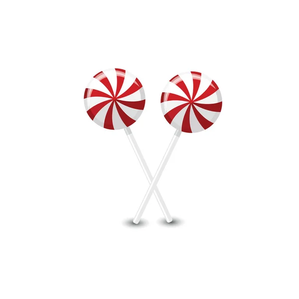 Vektor rote und weiße runde Lutscher auf weißem Hintergrund — Stockvektor