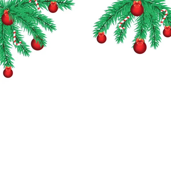 Weihnachtsschmuck mit Tannenbaum und Dekorationselementen. — Stockvektor