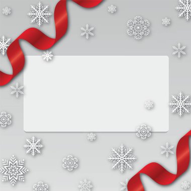 Yeni yıl Noel kar taneleri sınır ve şerit arka plan. Kartpostal için şablon