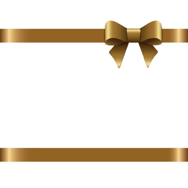 Bellissimo fiocco d'oro per l'arredamento regalo. Decorazioni natalizie. Vettore — Vettoriale Stock