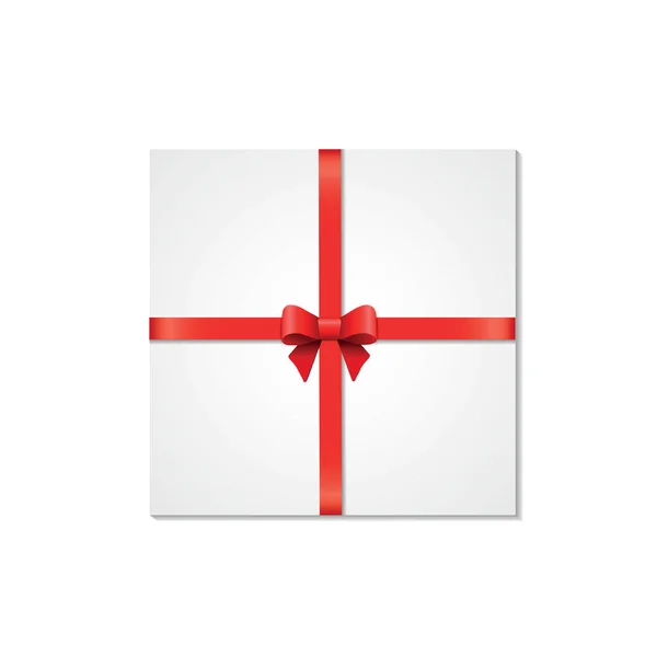 Coffrets Cadeaux Décoratifs Blancs Isolés Sur Fond Blanc Arc Rouge — Image vectorielle