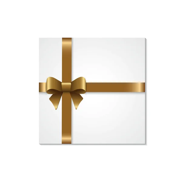 Coffrets Cadeaux Décoratifs Blancs Isolés Sur Fond Blanc Arc Doré — Image vectorielle