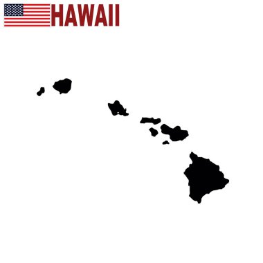 Beyaz bir arka plan üzerinde Hawaii ABD eyaletinde Haritası