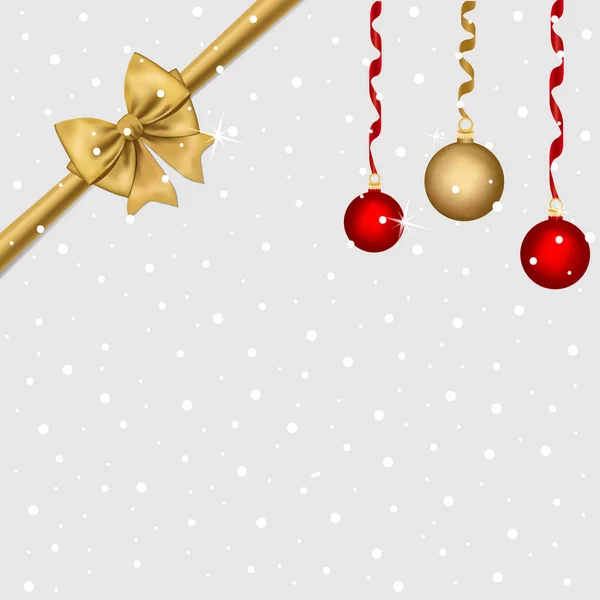 Vánoční Přání Vánoční Zlaté Červené Koule Mašlí — Stockový vektor
