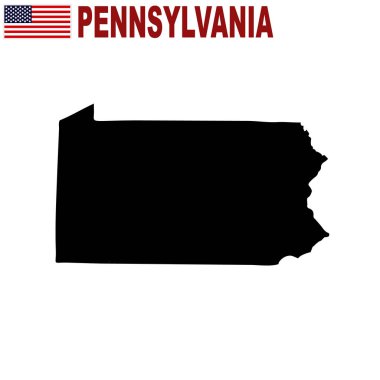 Beyaz bir arka plan üzerinde ABD'nin Pennsylvania Eyalet Haritası