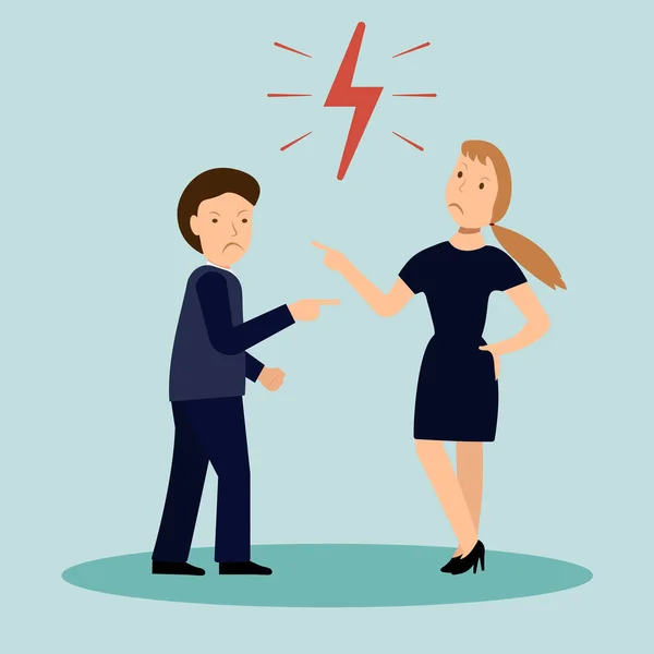 Vector illustration of a manager or boss angry at their employees, intimidation at work, man worker get from his assistant at work. — Stock Vector