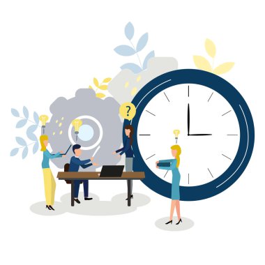 İş dünyası takım çalışması kavramı. İş sorunları çözümleri. Şirket eğitimi. Düz biçimli vektör illüstrasyonu.