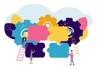 İşadamları puzzle parçaları dahil grubudur takımı, beyin fırtınası veya başarı mükemmel bir fikir kavramı bulmak için desteklemek için.