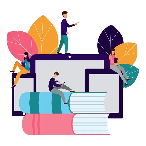 Uzaktan Eğitim, online eğitim, sınava hazırlık, ev okullaşma vektör yaratıcı çizim