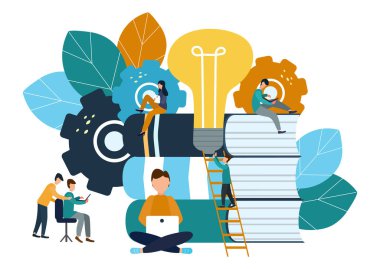 Vektör çizim, takım çalışması, beyin fırtınası için yeni yaratıcı fikirler arıyor