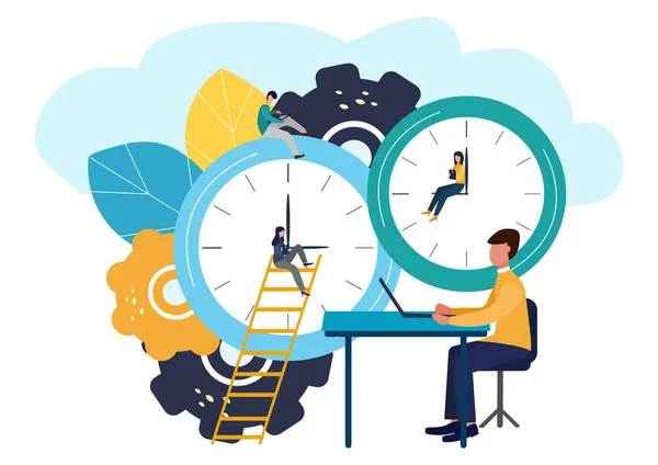 Vectorillustratie Ronde Klok Witte Achtergrond Time Management Concept — Stockvector