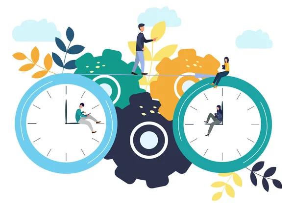 Illustrazione vettoriale, orologio rotondo su sfondo bianco, concetto di gestione del tempo . — Vettoriale Stock