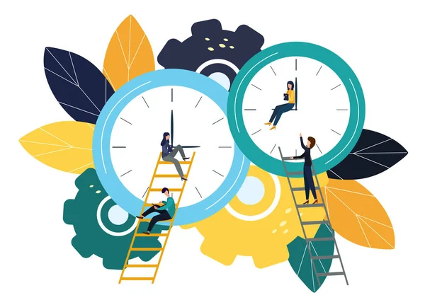 Ilustración vectorial, reloj redondo sobre fondo blanco, concepto de gestión del tiempo — Archivo Imágenes Vectoriales