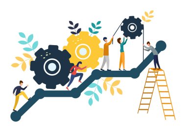 Bir iş vektör çizim, infographics çalışanların çalışma. Gösterim amacıyla tasarım
