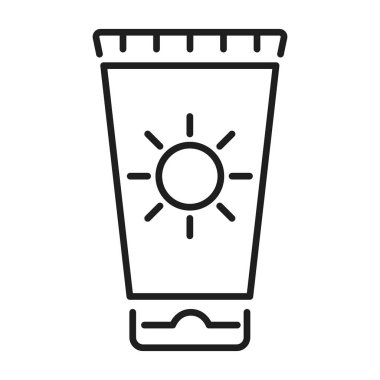 tube of sunscreen line vector icon.