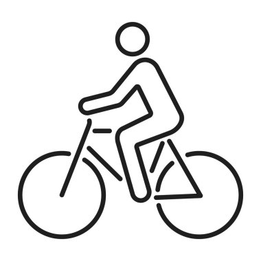 man on a bicycle line vector icon.