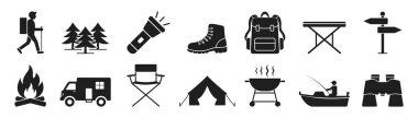 Camping flat icon vector set