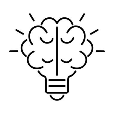 bulb and brain line vector icon