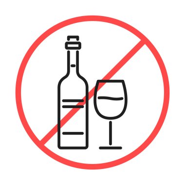 alcohol forbidden vector line icon