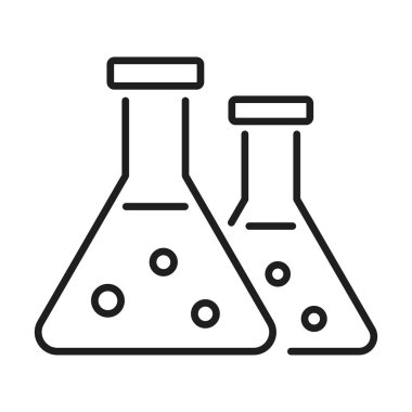 chemical flasks line vector icon