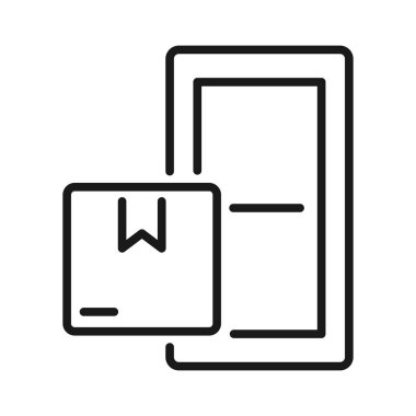door delivery box line vector icon