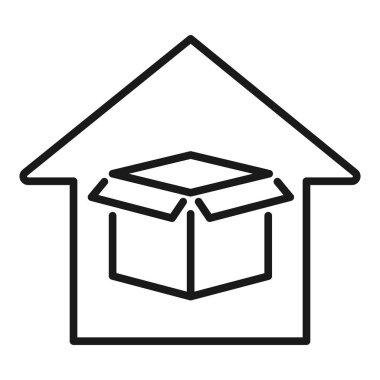 home delivery box line vector icon