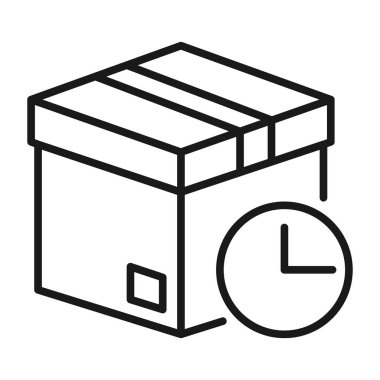 fast time delivery box line vector icon