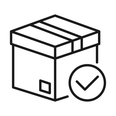 complete delivery box line vector icon