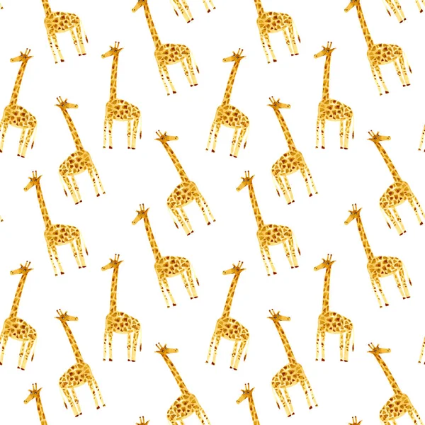 Disegno Senza Cuciture Una Giraffa Gialla Illustrazione Disegnata Mano Acquerella — Foto Stock