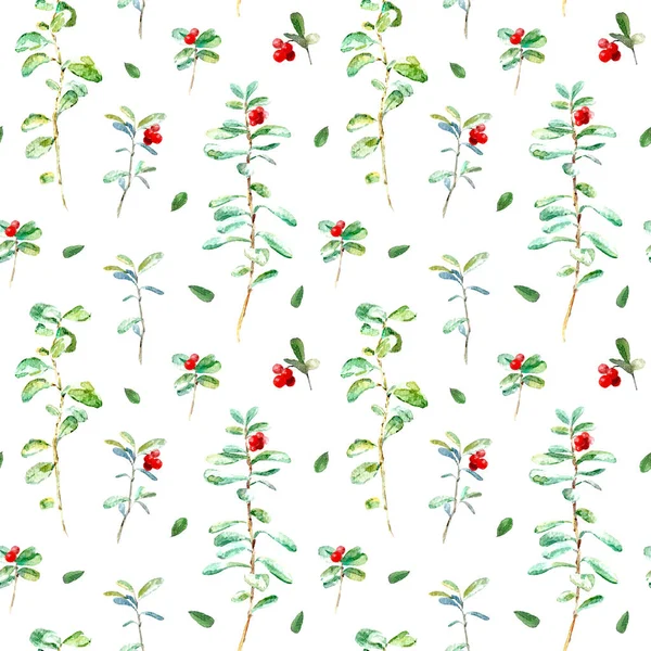 Virágos Zökkenőmentes Minta Egy Cowberry Image Szövet Papír Egyéb Nyomtatási — Stock Fotó