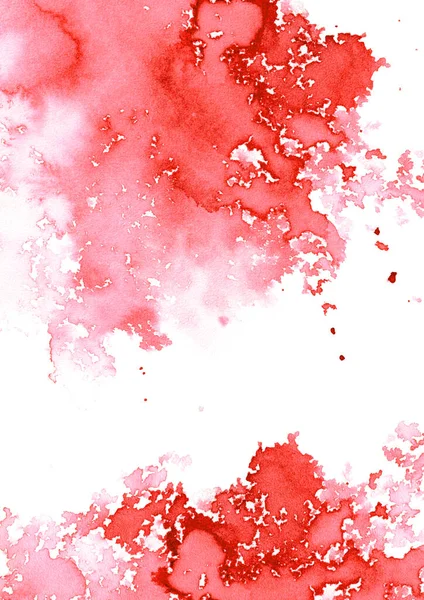 Rote Wässrige Illustration Abstraktes Handgezeichnetes Aquarell Bild Nasser Spritz Weißer Stockbild