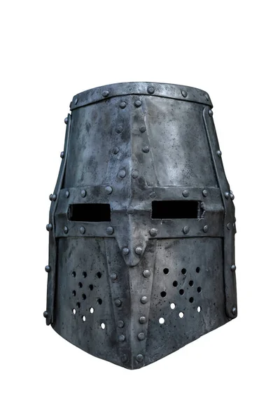 Old Knight Helmet Isolated White Background Way Stock Picture