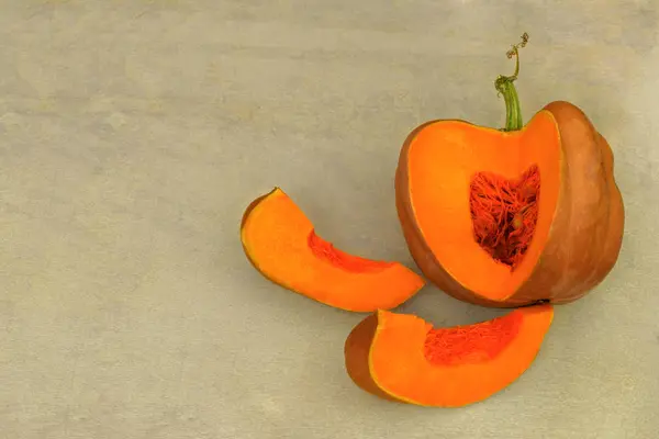 Calabaza Madura Sobre Una Vieja Mesa Madera Viejo Gato Linterna — Foto de Stock