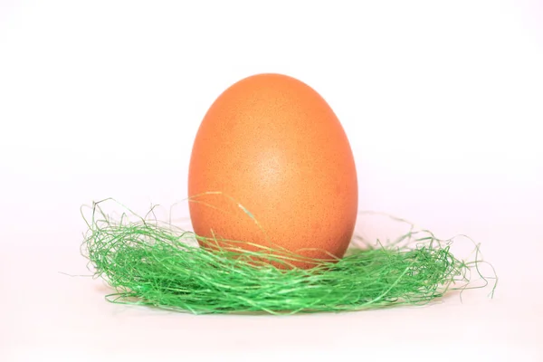 Куряче Яйце Білому Тлі Великдень — стокове фото