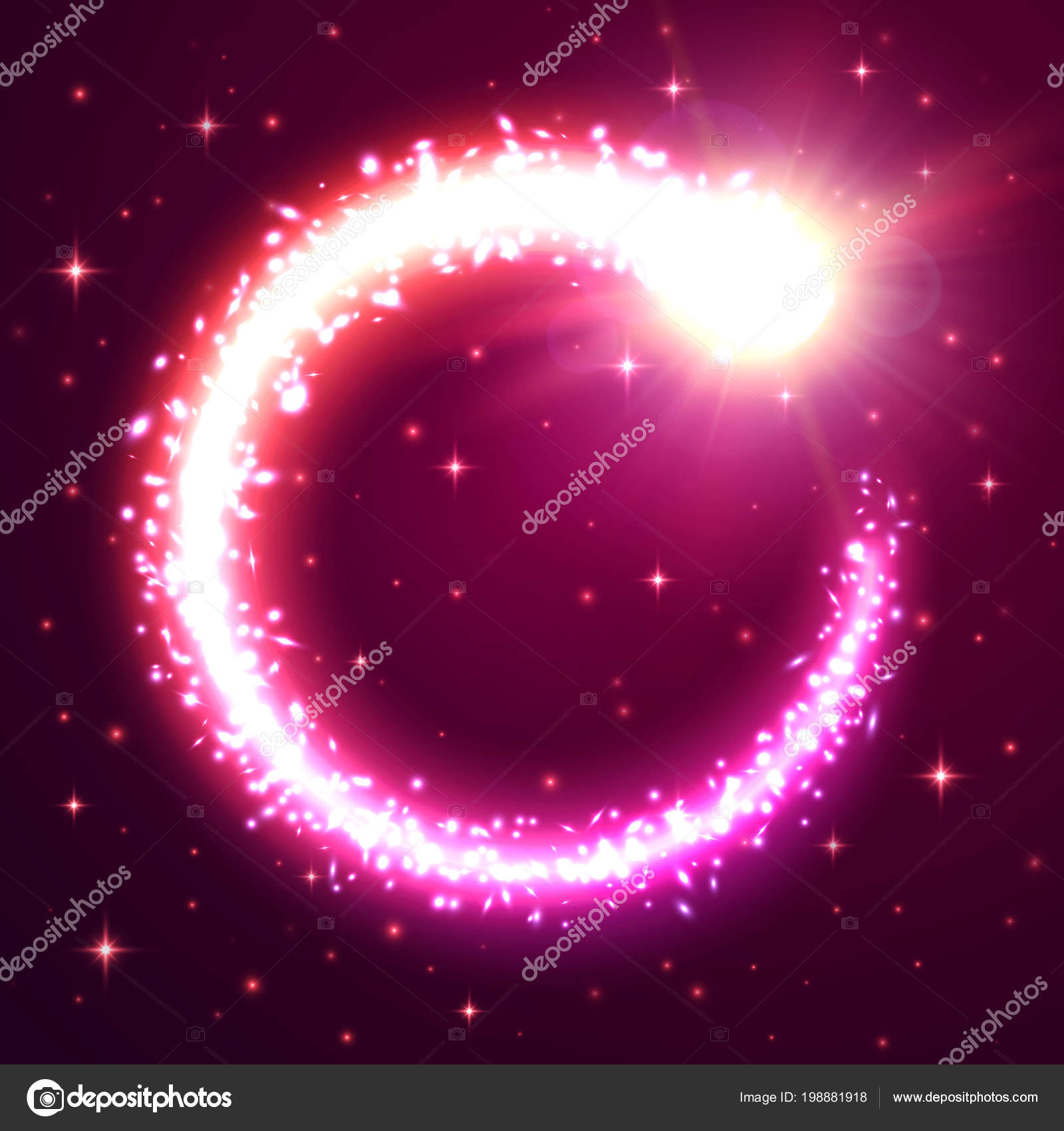 Fondo de vórtice brillante con partículas y estrella fugaz. Marco festivo  rosa y violeta. Celebrando la luz mágica abstracta cometa círculo de cola.  Frontera con meteorito cósmico. Ilustración vectorial vacaciones . Vector, image size:1600x1700