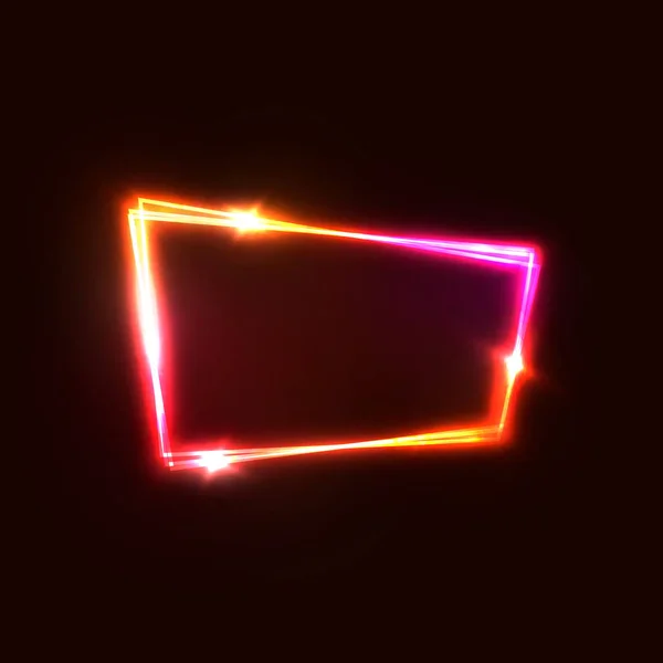 Sinal roxo vermelho de néon rosa com espaço para texto em fundo vermelho escuro. Futurista bar clube noturno ou casino assinar. ilustração vetor de luz retrô abstrato no estilo dos anos 80 . — Vetor de Stock