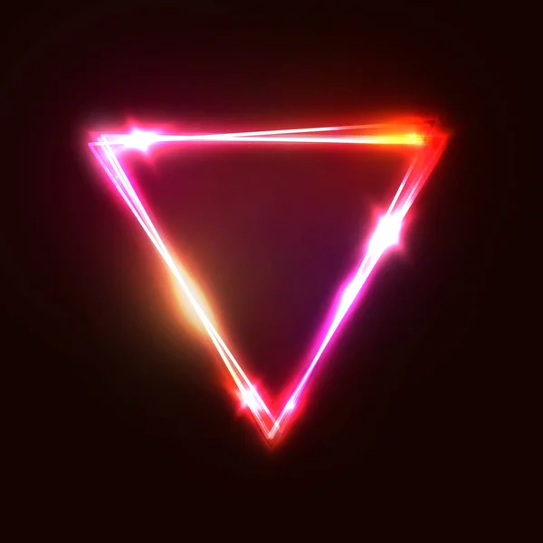 Fondo triangular invertido. Ilustración de vectores de neón. Rosa rojo amarillo romántico glamour telón de fondo con espacio en blanco para texto. Diseño brillante brillante del triángulo para la plantilla del folleto del volante de la bandera . — Archivo Imágenes Vectoriales