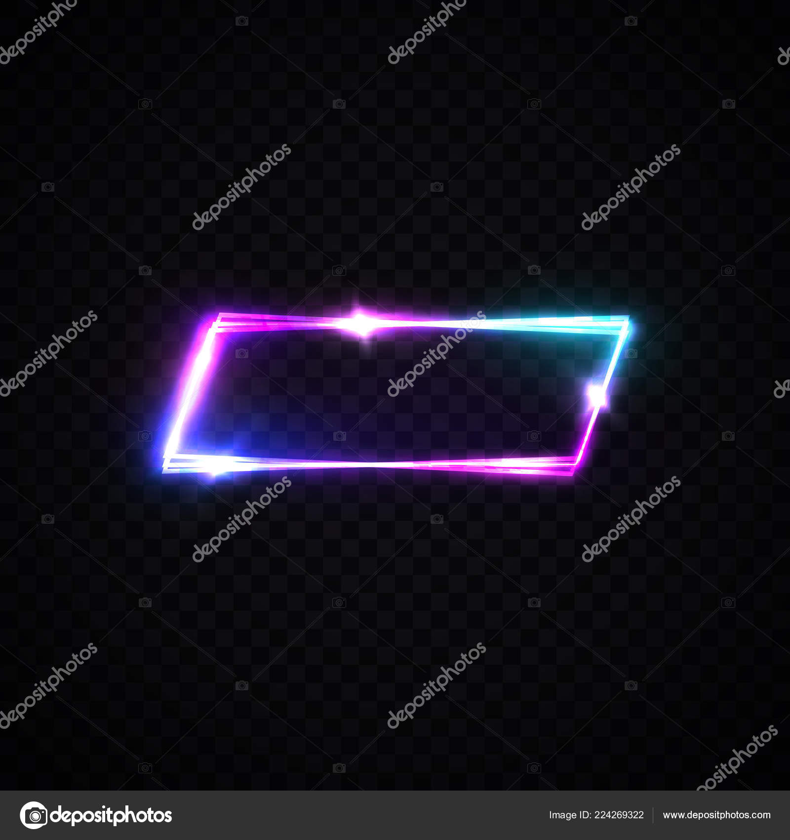 neon sign template on transparent background with blank space for
