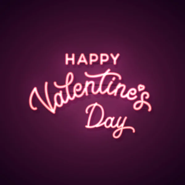 Happy Valentines Day tekst. Vector lichtreclame. Valentines kaart. — Stockvector