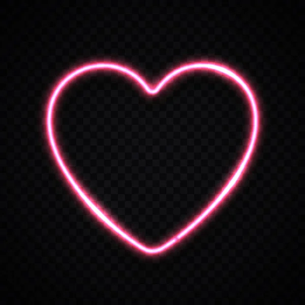 Świecący różowy elektryczny kształt serca obramowanie na przezroczystym tle. Element projektu dla Szczęśliwego Walentynki. Jasna ilustracja wektorowa. — Wektor stockowy