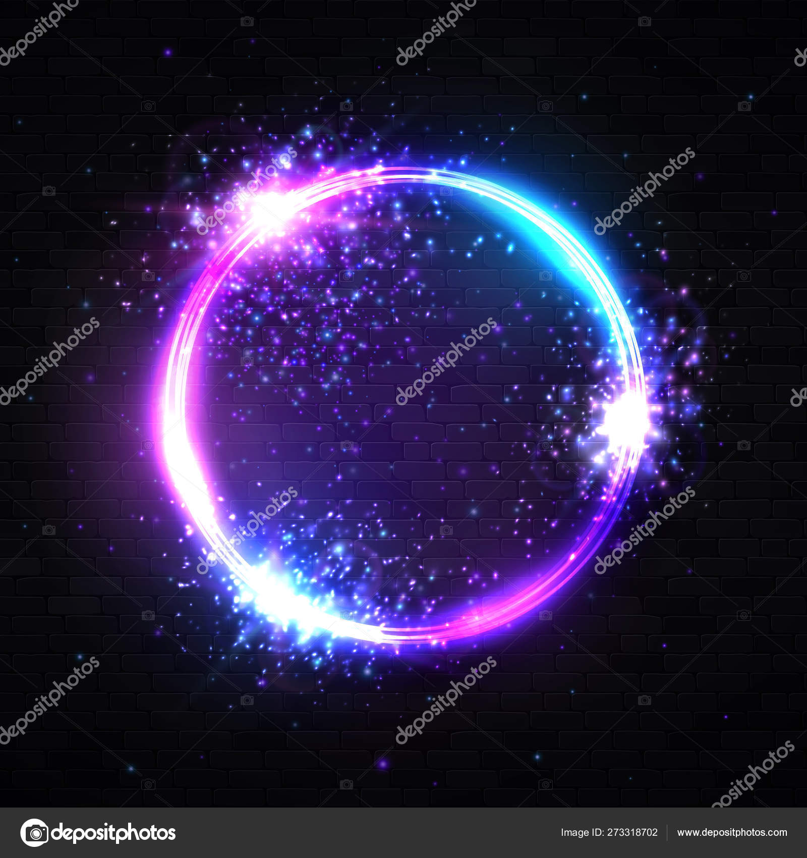 Fondo de círculo de luz de neón con partículas de explosión brillo chispa  estrella confeti. Marco, image size:1600x1700