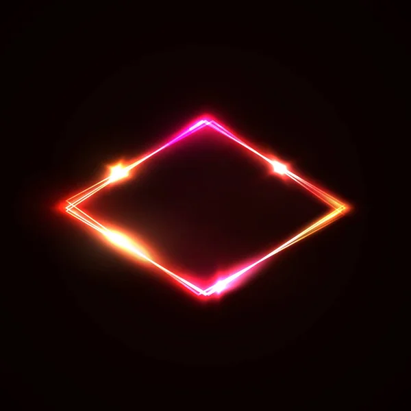 Neon sign. Triangle background. Glowing electric abstract frame on