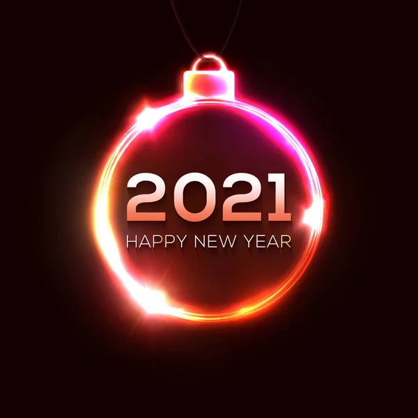 Boldog Évet 2021 Neon Fényjelzéssel Ünnepi Üdvözlőlap Vagy Poszter Design — Stock Vector