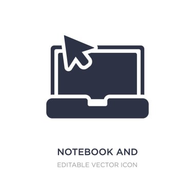 defter ve fare imleç simgesi beyaz arka plan üzerinde. Basit eleme